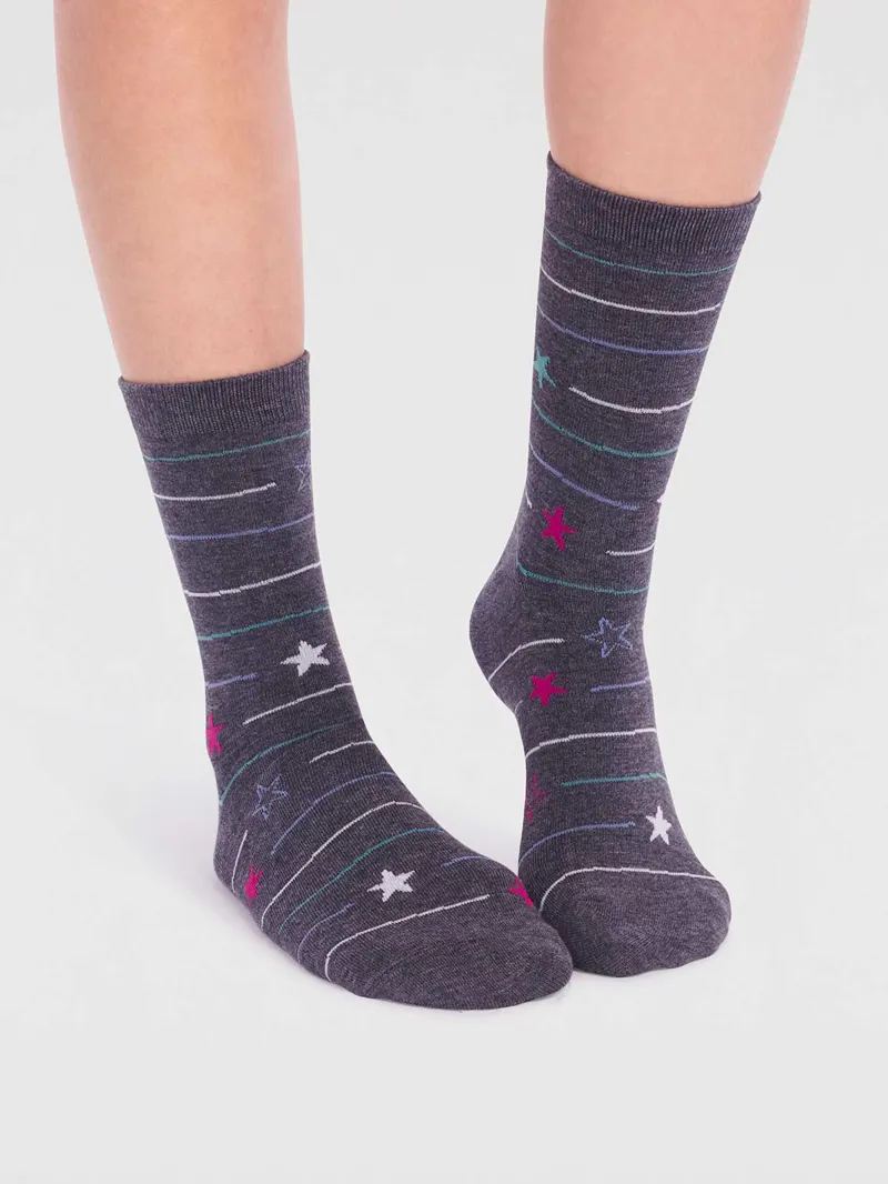 Thought Amaya Bamboo Night Sock Box Womens in Dark Grey Marle-2